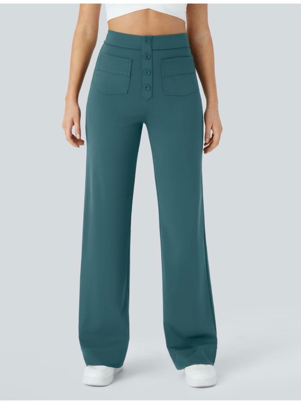 DayStretch High Waisted Pockets Straight Leg Casual Pants